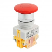 DPST 24mm Mount Momentary Red Mushroom Push Button Switch 600VAC 10A