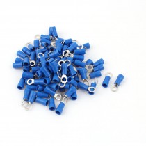 100 Pcs 2 4S Insulated Wire Connector Ring Crimp Terminal Blue 16 14AWG