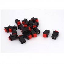 AC 125V 3A 250V 1A 2 Pin Latching SPST Red Square Head Push Button Switch 20pcs