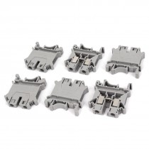 800V 57A 6MM2 UK6N DIN Rail Terminal Block Connector Gray 6 Pcs