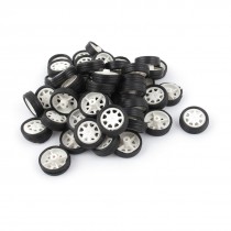 50pcs 20x7mm Rubber Roll Plastic Hub Car Truck Model Toys Wheels 1.7mm Dia Shaft