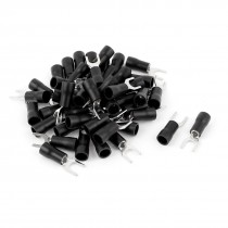 50PCS 14-12AWG #10 Stud Black Insulated Fork Spade Terminal Electrical Connector