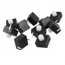 10 Pcs Vertical 2 Pin Double Row Latching Action Square Push Button Switch