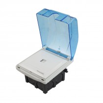 RJ45 Computer Internet Wall Outlet Plate w Blue Clear Cover Black Mount Base