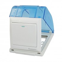 AC 250V 10A 1 Gang White Button Wall Panel Switch w Blue Splash Proof Box