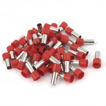 50 Pcs Crimp Cord End Terminal Insulated Bootlace Ferrule Red E25 16 4AWG 25MM2