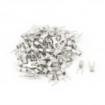 100pcs SNB5.5-4 Non-Insulated Spade Cable Fork Terminals for AWG 12-10