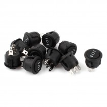 10 Pcs KCD1 3 Pin 3 Postion SPDT Round Rocker Power Switch AC 250V 6A 125V 10A
