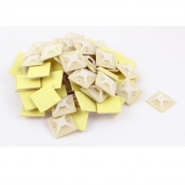 80 Pcs 30mm x 30mm Square White Plastic Self Adhesive Fixing Wire Tie Mount Base