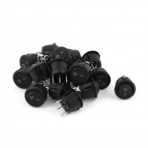 AC 250V 6A AC 125V 10A 3PINS Snap in SPDT Round Rocker Switch 20 Pieces