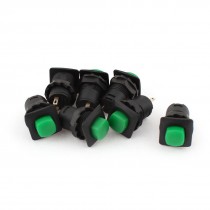Car Boat Green Top 12mm Momentary SPST on Off 2 Pin Push Button Switch 7pcs
