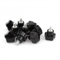 10 Pcs 24mm Dia Black Star Shaped Head M6 x 10mm Thread Clamping Screw Knob