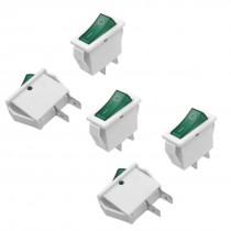 5 Pcs 2 Pin SPST On/Off Green Button Rocker Switch AC 15A/250V 20A/125V