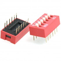 20 Pcs 2.54mm Pitch 6 Position Piano Type DIP Switch Red