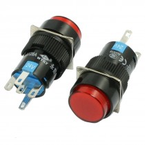 2 Pcs DC 24V Red Lamp Round Cap 1NO 1NC Momentary Push Button Switch