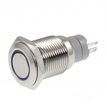 BLUE Led Light Illuminated 16mm 12V Stainless Switch Momentary Push Button 5 Pin