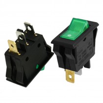 AC 15A/250V 20A/125V Green Light ON-OFF 2 Position SPST Boat Rocker Switch 10pcs