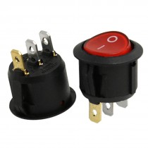 10pcs Red Light Illuminated ON-OFF SPST Round Rocker Switch 6A/250V 10A/125V AC