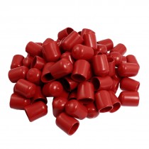 80 Pcs 25mm High 16mm Inner Dia Round Tip Red PVC Insulated End Caps