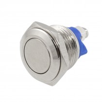 DC 36V 2A Off-(On) NO 16mm Screw Metallic Flat Momentary Push Button Switch