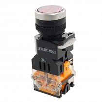 Red Sign Locking Push Button Switch w 24V Lamp Light 1 NO N/O 1 NC N/C 10A 660V