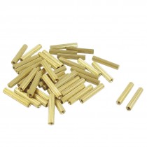 50 Pcs Female Threaded Pillars Brass Standoff Spacer Gold Tone M2x17mm