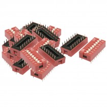21 x Red 2.54mm Pitch 8 Position Slide Type DIP Switch