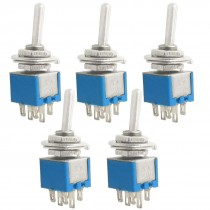 6 Pcs AC 125V 3A ON/ON 2 Position 2P2T DPDT 6 Pin Terminals Toggle Switch