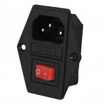 Black Red AC 250V 10A 3 Pin 6 Terminals Power Socket w Switch