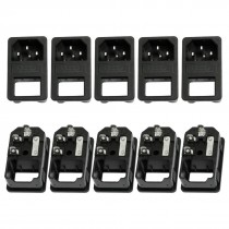 10 Pcs AC 250V 10A IEC 320 C14 3 Pin Clamp Type Power Inlet Socket