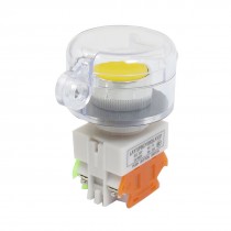 AC 660V 10A Momentary DPST Panel Mount Clear Cap Yellow Button Pushbutton Switch