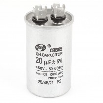 20uF AC 450V CBB65 Compressor Start Silver Tone Air Conditioner Capacitor