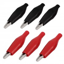 6 Pcs Red Black Boot Coated 40mm Long Crocodile Alligator Test Clip Connector