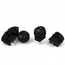 AC 250V 6A 125V 10A 2 Pins SPST on Off 2 Positions Rocker Switch Black 5pcs