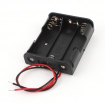 6" Wire Leads Plastic 3 x 1 5 V AA Battery Storage Case Holder Black
