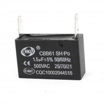AC 500V 1 5uF 2 Pin Water Heater Polypropylene Film Motor Run Capacitor CBB61