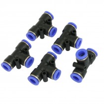 5 Pcs 8mm to 8mm T Shaped One Touch Fitting Push in Quick Connector