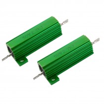 Chassis Mounted 50W 2.7K Ohm 5% Green Aluminum Case Wirewound Resistor 2 Pcs