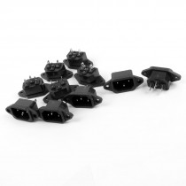 10 Pcs Electrical Cooker IEC320 C14 Power Supply Plug Adapter 250V 10A