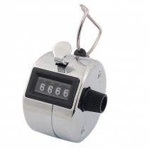 Silver Tone 4 Digits Statistic Hand Tally Counter Black 