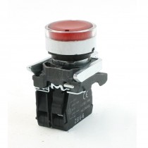 DPST 4 Screw Terminals Momentary Red Flat Pushbutton Switch