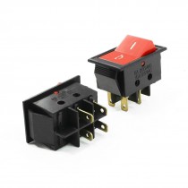 Electric DPDT ON/OFF Snap in Rocker Switch AC 6A/250V 10A/125V 2 Pcs