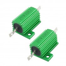 25W 22K Ohm Green Aluminum Housed Wirewound Resistors 2 Pcs