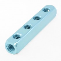 1/4" PT 4 Way Aluminum Manifold Block Air Flow Splitter