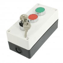 AC 400V 10A Red Green Cap Momentary on/off Keylock Switch Push Button Station