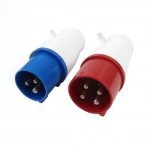 16A-4h AC 110-130V IEC309-2 2P + E Free Hanging Industrial Plug White Blue 2 Pcs