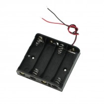 Black Plastic Storage Case 4 x 1.5V AA Battery Holder w Wire Leads