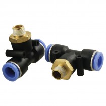 2 Pcs Pneumatic 12 5mm Thread 12mm One Touch Push in T Joint Quick Fittings
