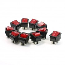 AC 10A 250V/20A 125V Red Neon Lamp 4 Pin DPST ON/OFF Rocker Switch 10 Pcs