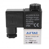 AC 220V 6VA 1 4"PT Thread 2 Position 2 Way Pneumatic Electric Solenoid Valve